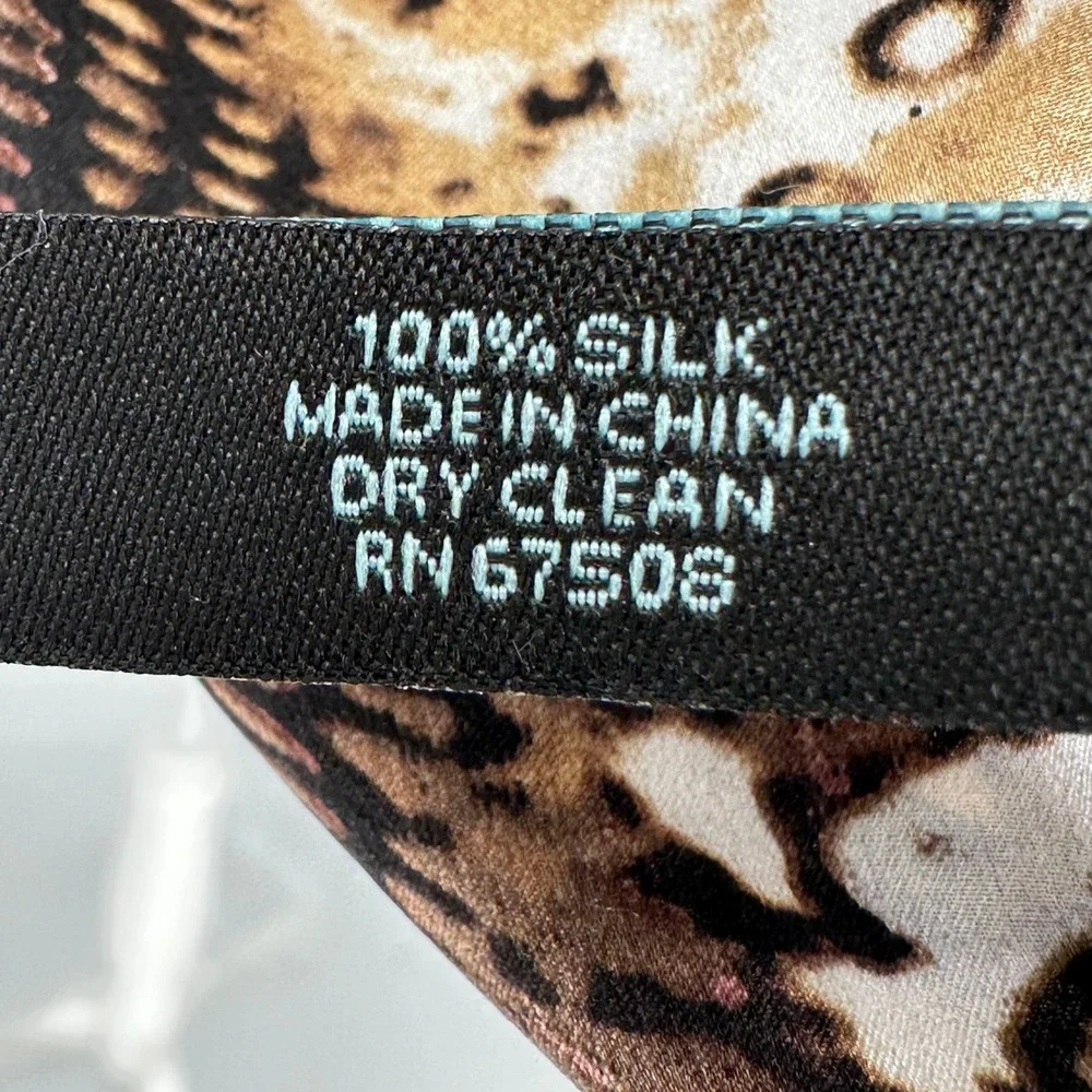 Cynthia Rowley 100% Silk Scarf Brown Grey Animal Snakeskin Leopard Print 65 x 14